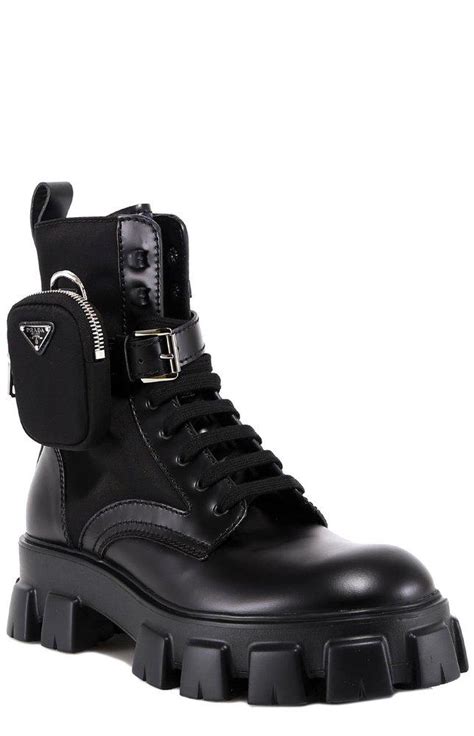 prada strapped pouch combat boots